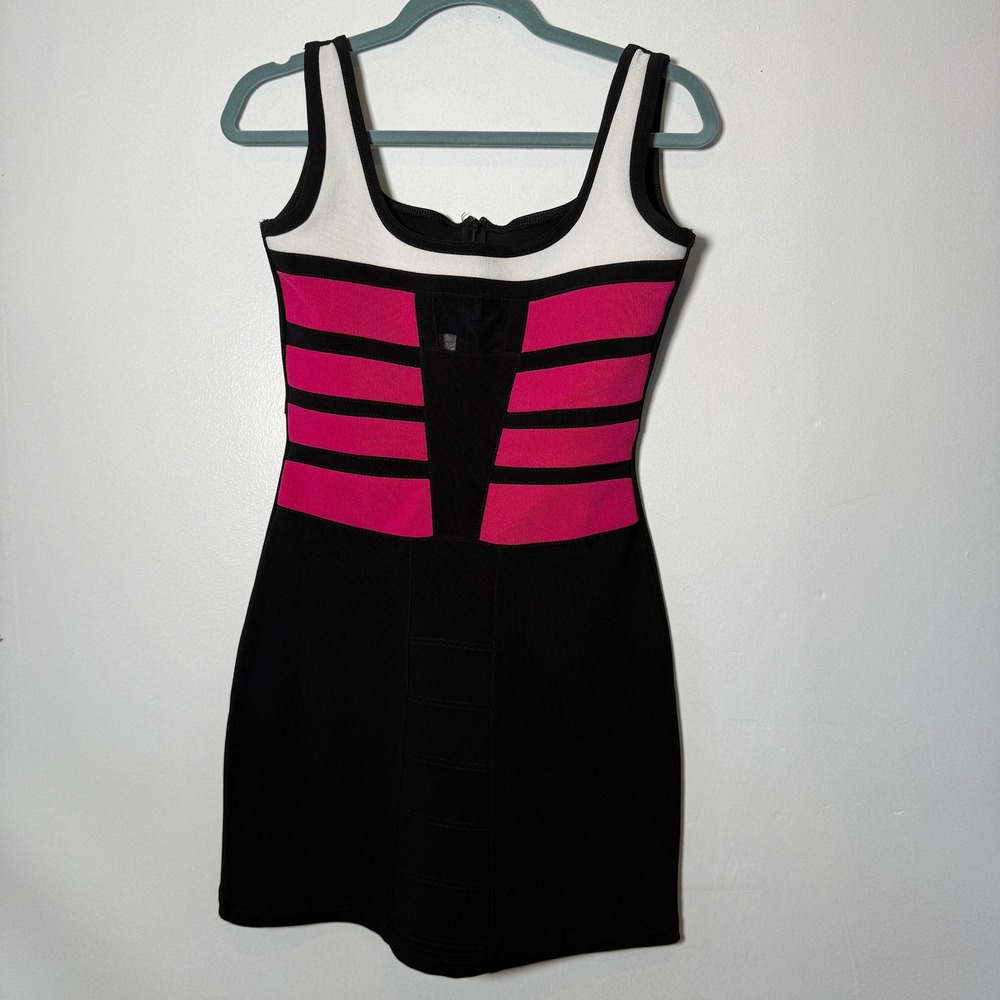 Andrea Isabella Vintage Colorblock Bandage Bodycon Mini Dress Medium